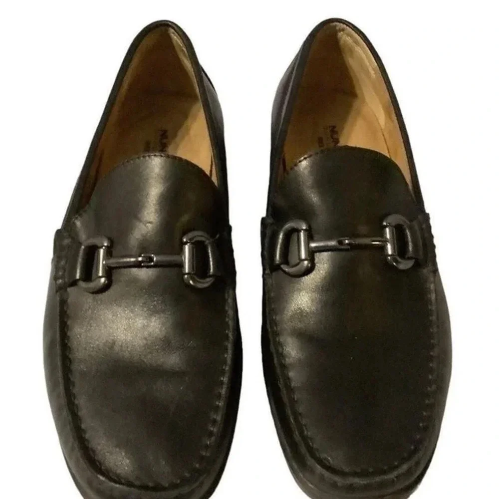 Nunn Bush‎ Men's Black Leather Slip-on Horse Bit Loafers Sz 8.5M (2400-men1)